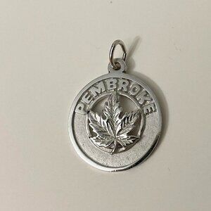 Vintage Sterling Silver Pembroke Canada Pendant Charm Maple Leaf